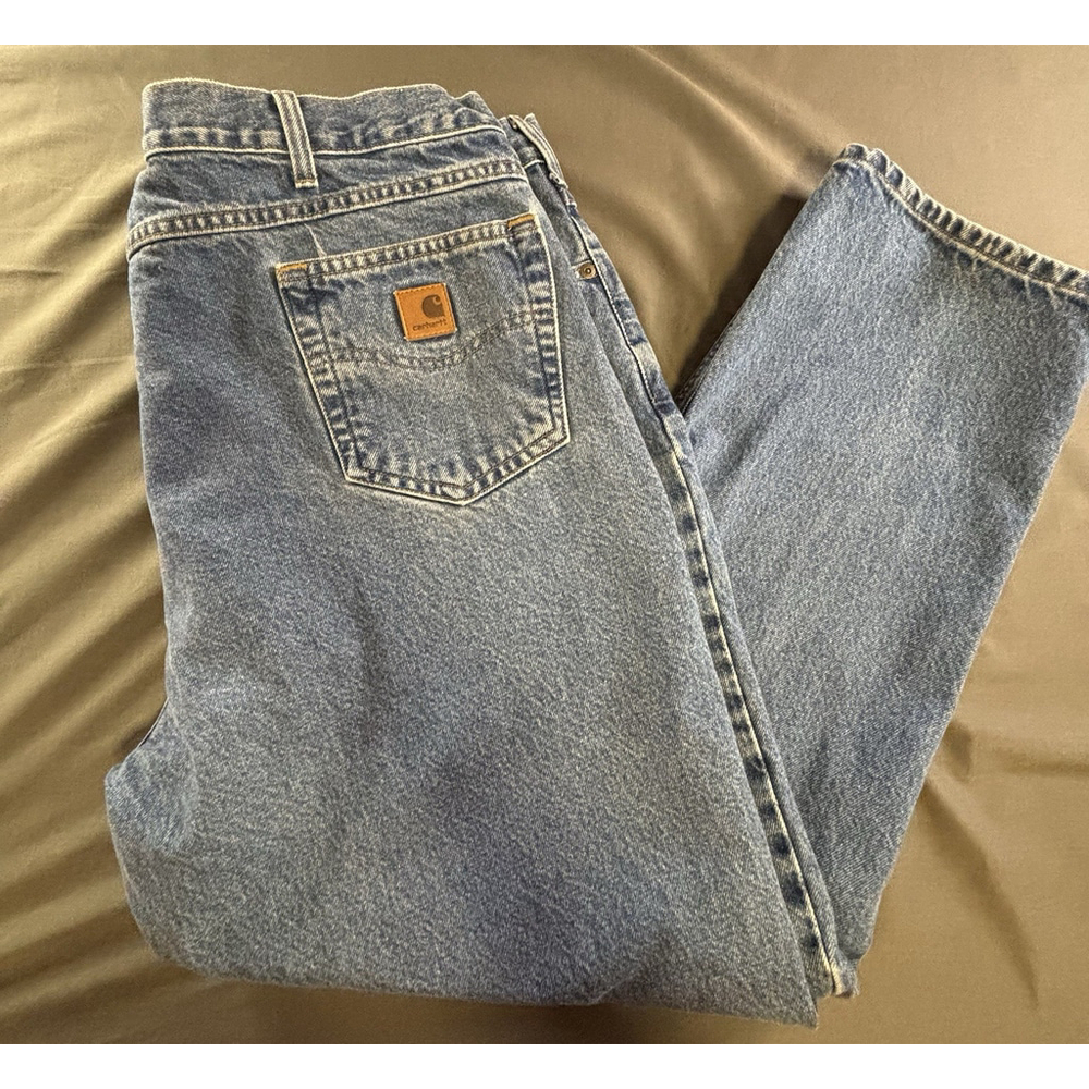 Carhartt B18‎ Mens Jeans 44x30 Blue Denim Traditional Fit Workwear